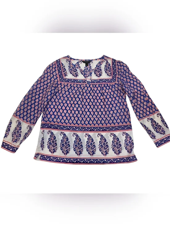 J. Crew Blue French Country Peasant Blouse Size 2 - Picture 1 of 7